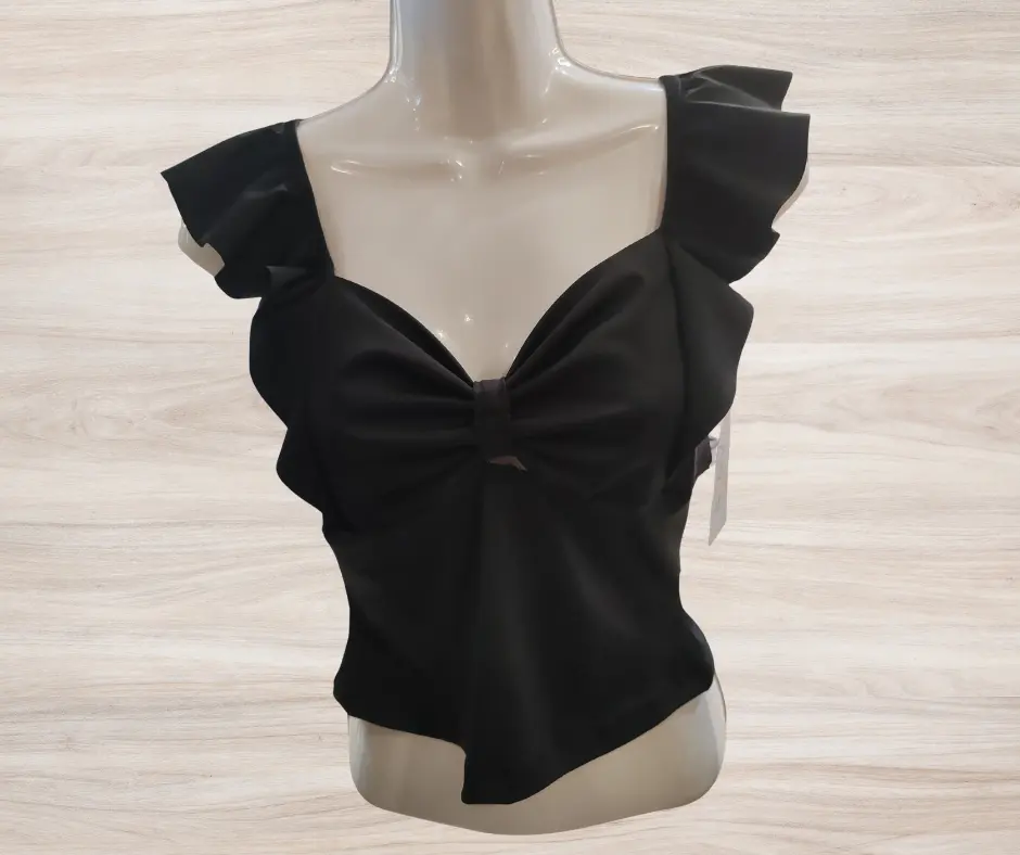 Blusa Hawai Escote Moño London Fashion S Negro