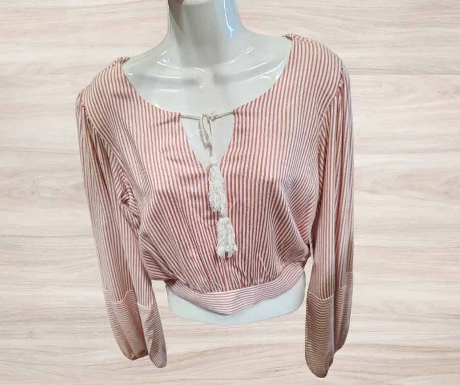 Blusa algodon Rayado London Fashion M Rojo