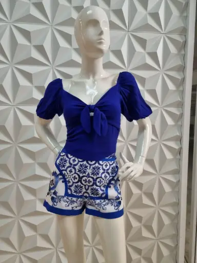 [MOD290620310] Blusa Crepon con Amarre en Busto London Fashion M Azul